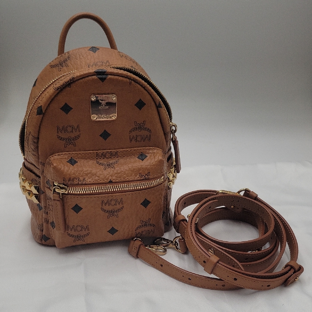 MCM Cognac Visetos Mini Backpack